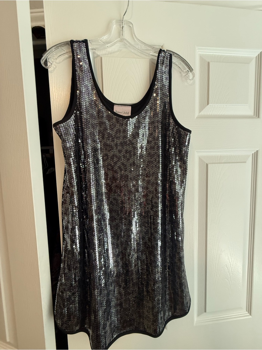 Romeo & Juliet Couture Silver Sequin Tank Mini Dress